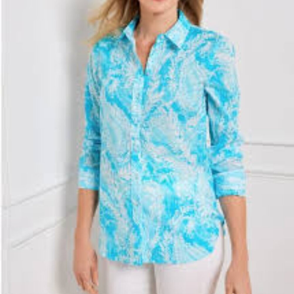 Talbots Petite Size LP Modern Classic Shirt - Brushed Paisley, Exc. Used Cond.